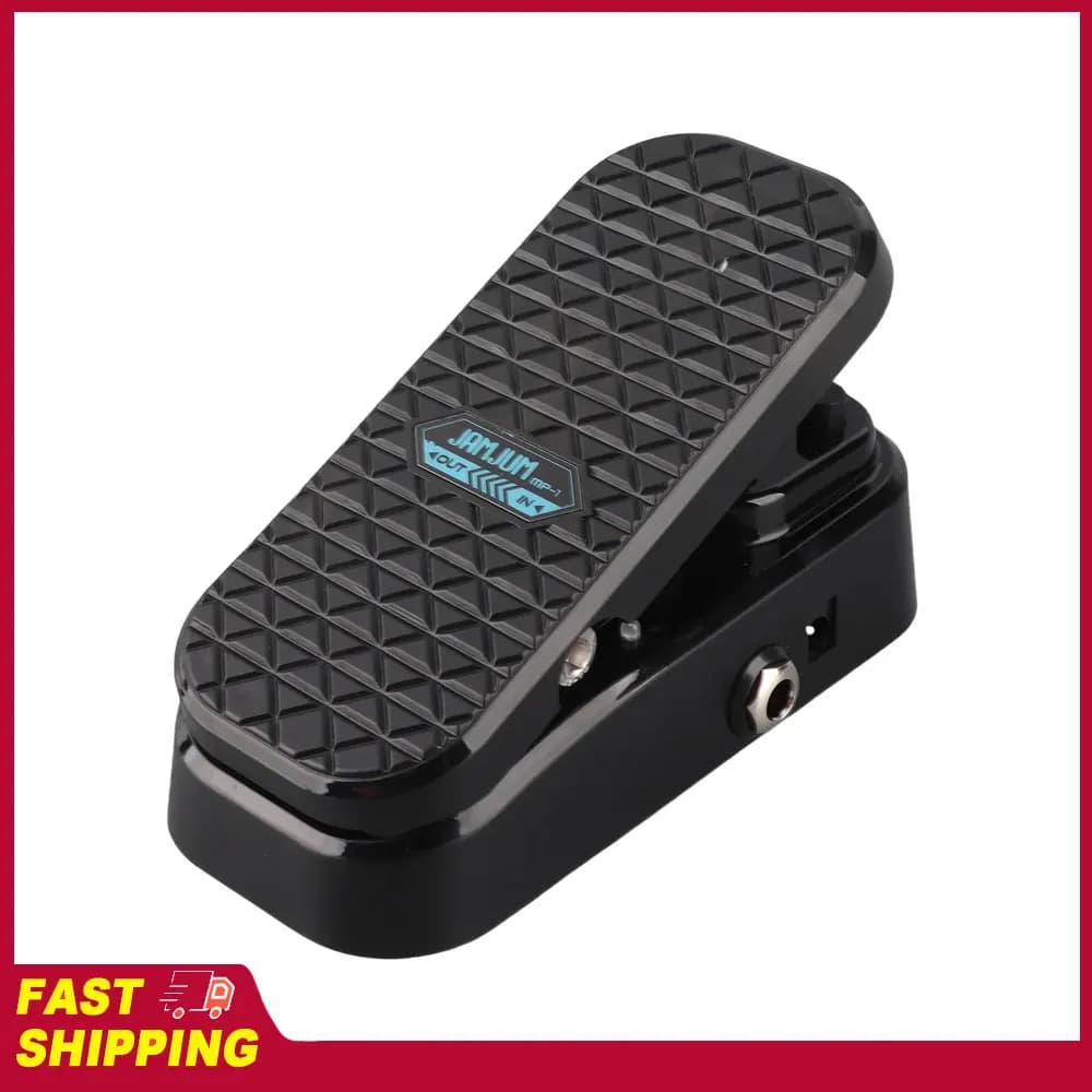 Pedal de efeito Wah e volume para guitarra, preto, com logotipo azul