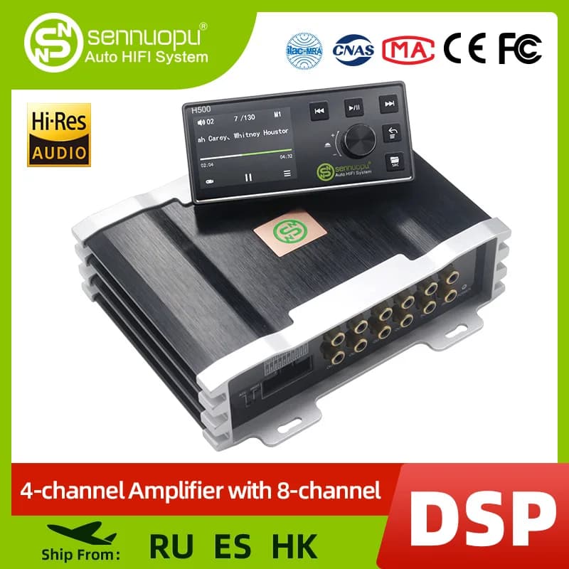Amplificador de áudio automotivo Sennuopu x10b com 4 canais e DSP de 8 canais