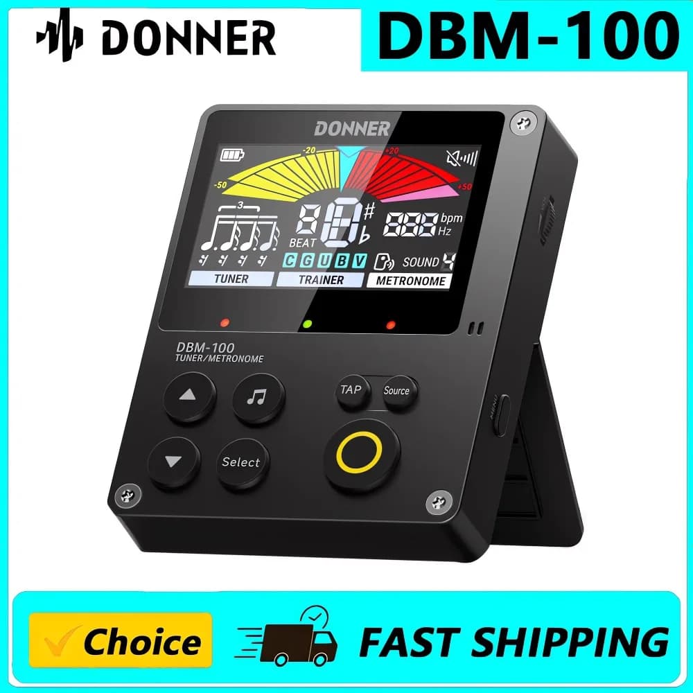 Metronomo e afinador digital Donner DBM-100 com tela LCD e controles de botão