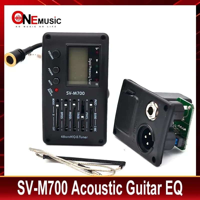 Equalizador EQ de guitarra acústica SV-M700 com afinador e captador microfone