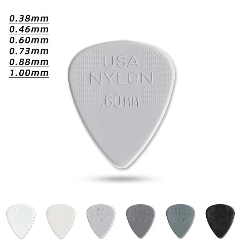 Escolha Dunlop. Palhetas para violão antiderrapantes de material de nylon STANDARD 44R. Espessura: 0,38/0,46/0,60/0,73/0,88/1,00mm.