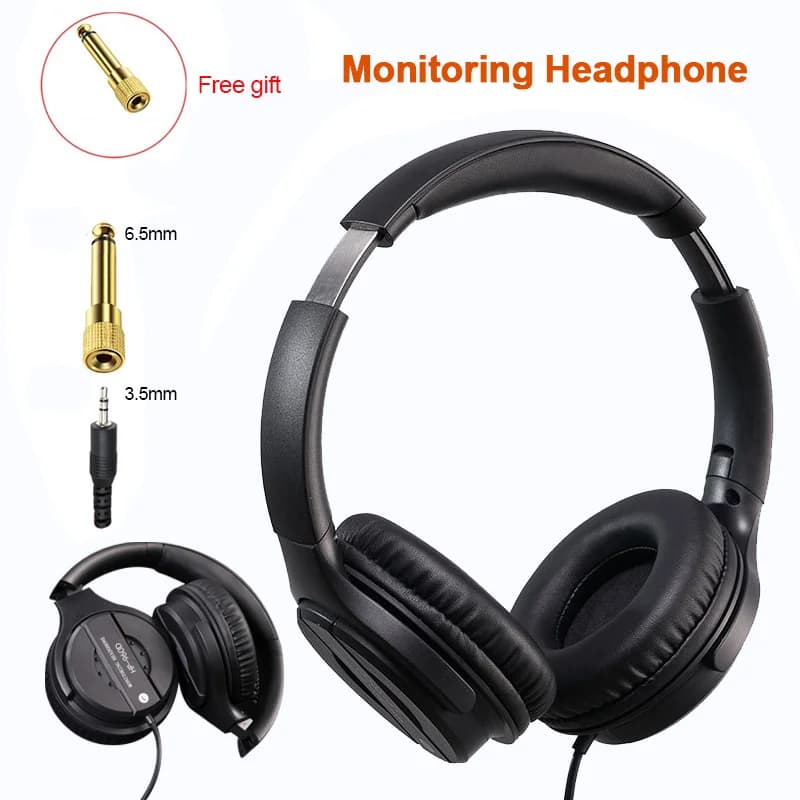 Monitor de fones de ouvido com fio dinâmico estéreo fone de ouvido profissional com cancelamento de ruído fone de ouvido com fio para estúdio