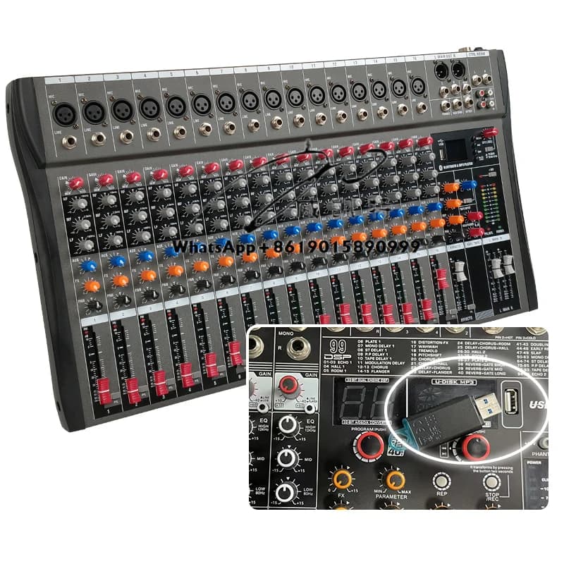 8 12 16 canais dj controlador/console de áudio misturador de música placas de som misturadores de vídeo profissional dj mixer