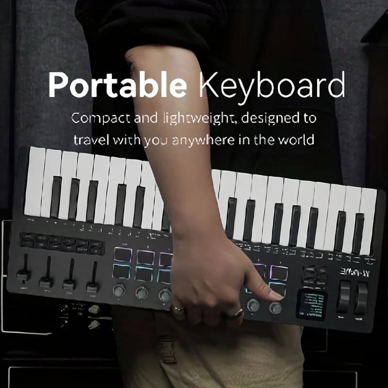 Controlador de Teclado MIDI Bluetooth M-VAVE SMK37PRO com 37 Teclas, Sintetizador FM Sem Fio com Pads RGB