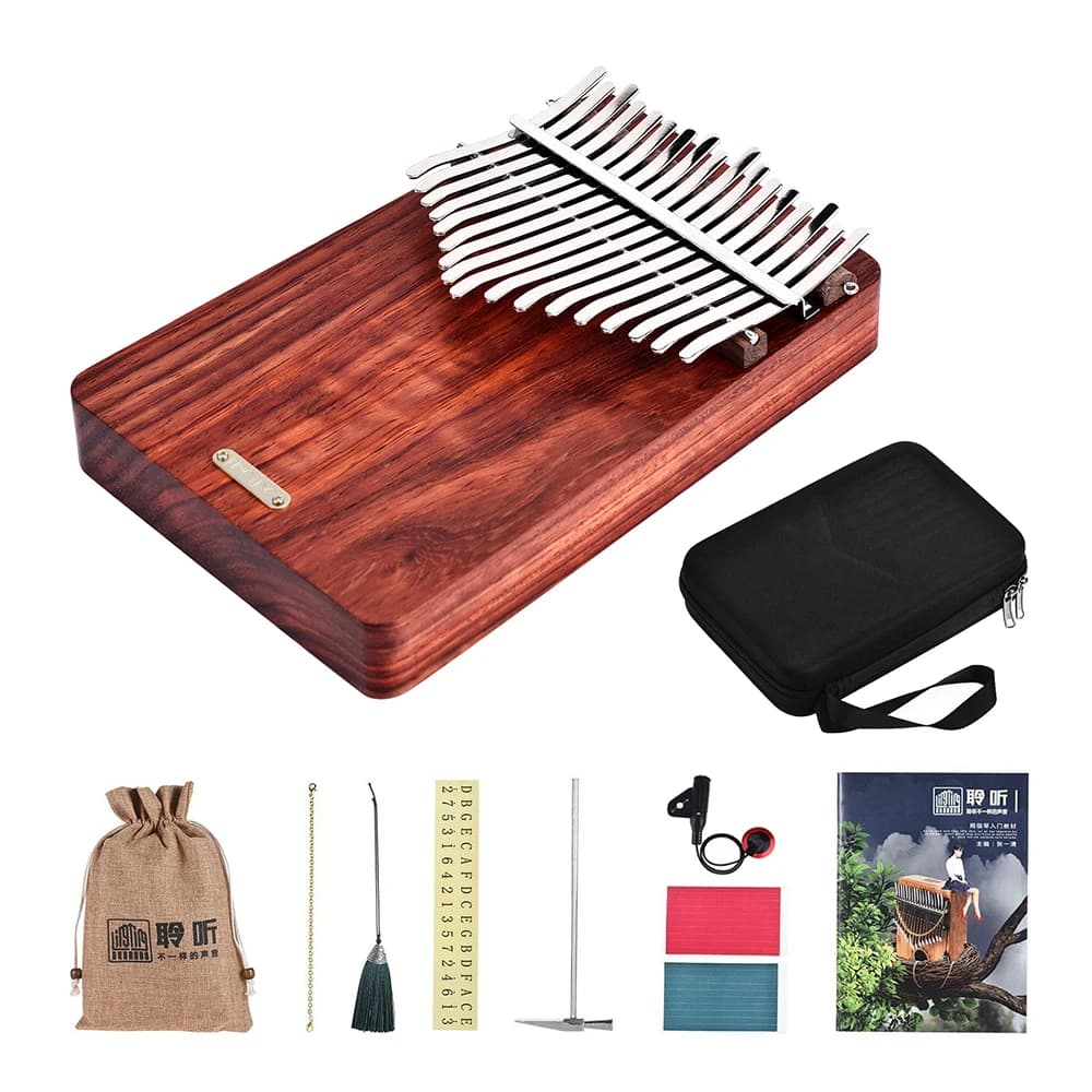 Lingting 17 teclas kalimba portátil dedo piano mbira sanza Padauk matetial kalimba áfrica instrumento musical teclado de piano