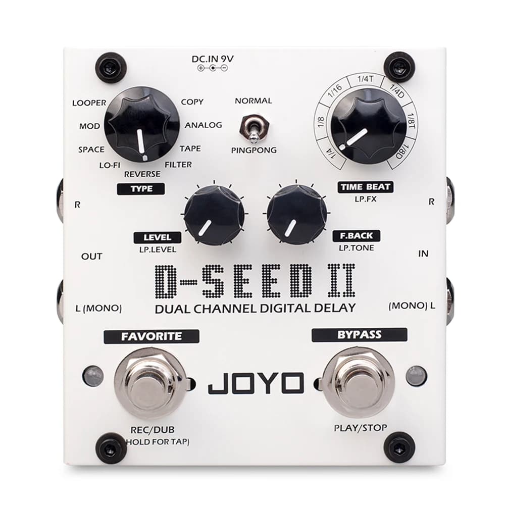 Pedal de Guitarra JOYO D-SEED Delay com Looper, Saída Estéreo de Canal Duplo, 4/8 Modos de Delay, Tempo de Delay Máximo de 2S com Tap Tempo