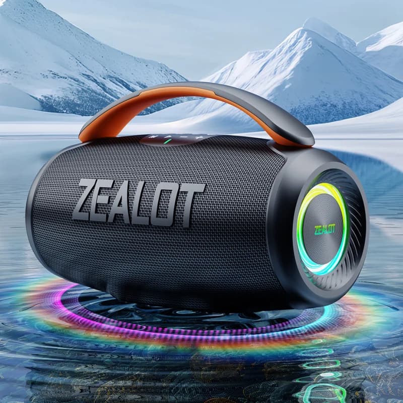 Zealot p11 alto-falante dente azul de alta potência caixa de som passiva rgb luz colorida subwoofer sem fio 360 estéreo surround boombox