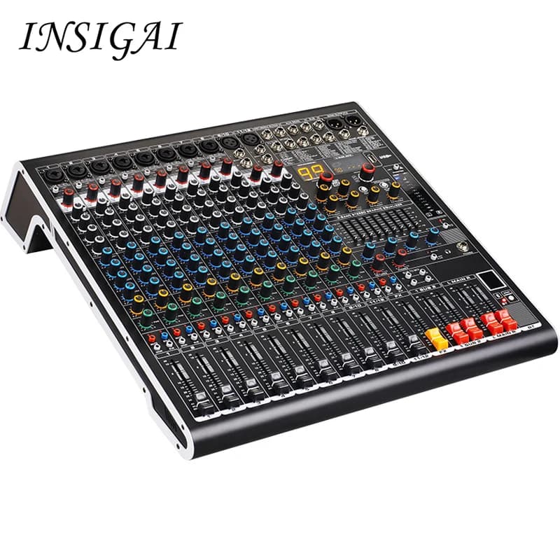 Profissional 99 dsp digital 12 canais alimentado karaokê som estúdio mixer de áudio profecional dj controlador/console de áudio misturador