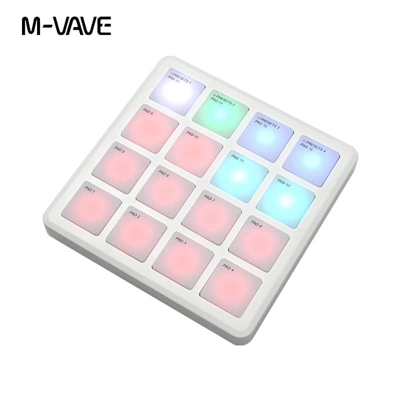 M-VAVE smc pad bolso almofada portátil sem fio controlador midi 16 almofadas teclado de percussão adequado ferramentas interface USB-C
