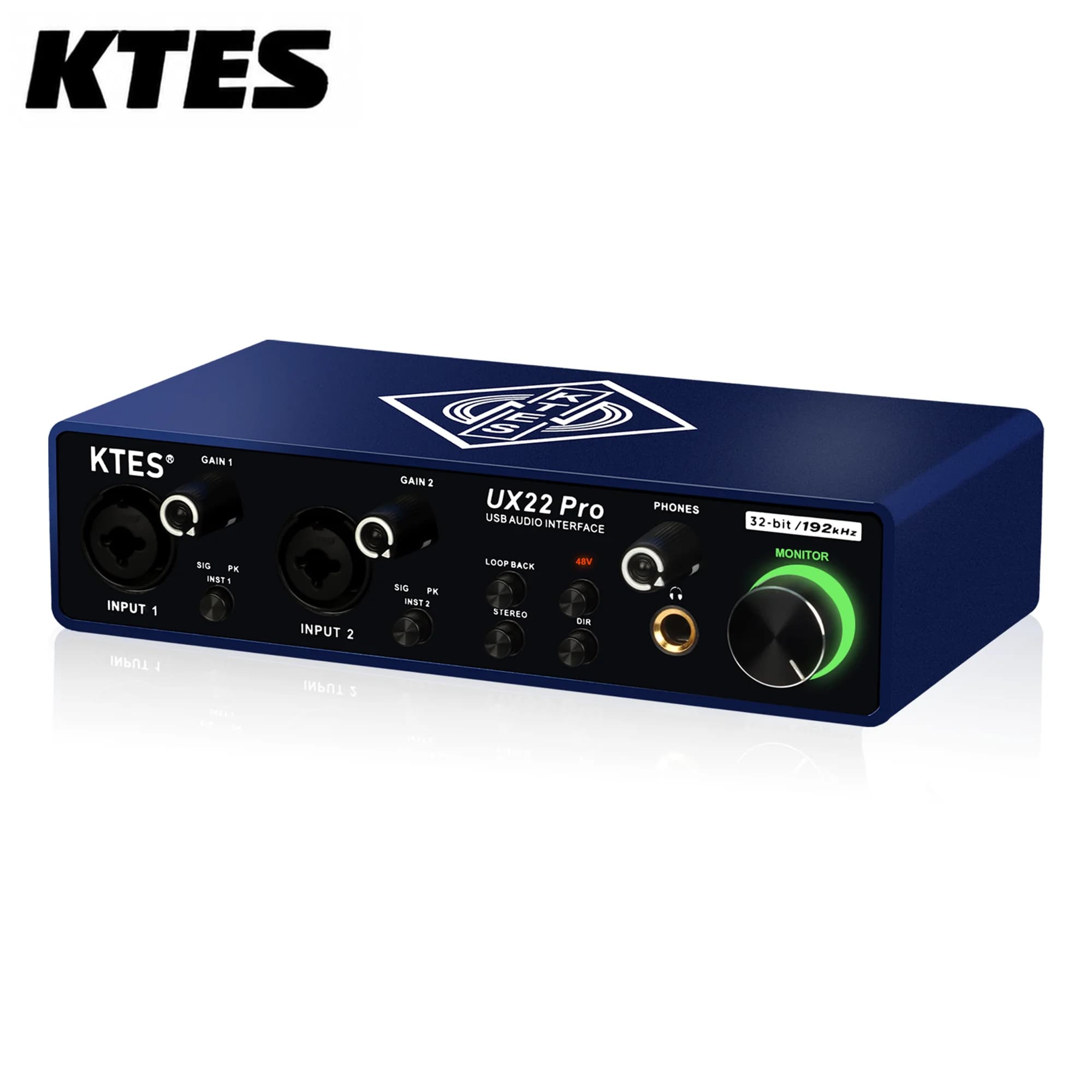 Interface de Áudio UX22 Pro 192kHz 32-Bit USB para Gravação em Estúdio, Streaming Ao Vivo, Podcast, Produção Musical DAW e YouTube
