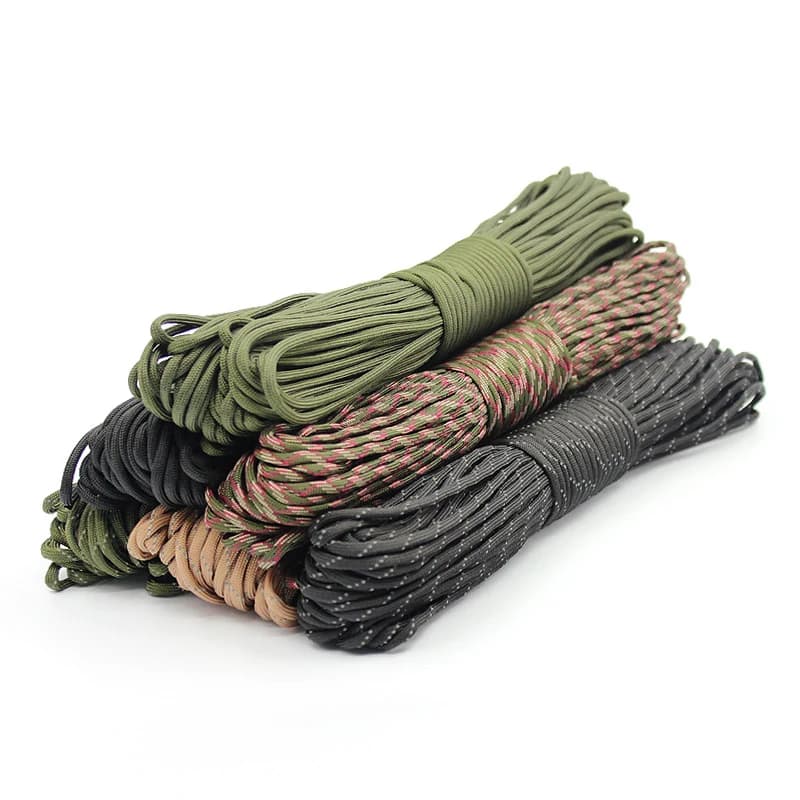 7 núcleos 550 paracord cabo 5 15 30 m dia.4mm para acampamento ao ar livre sobrevivência cordão pára-quedas corda caminhadas tenda acessórios