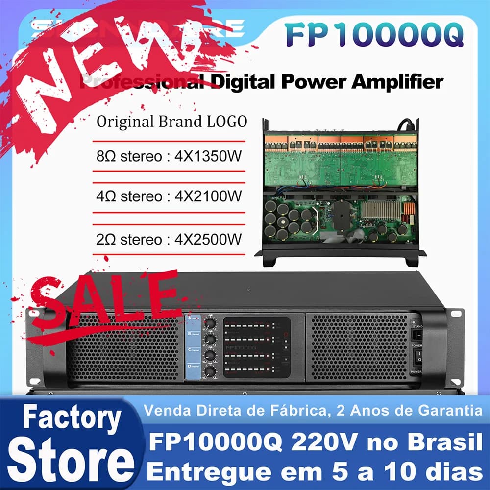 Amplificador de potência digital profissional FP10000Q, 220V, venda direta de fábrica, 2 anos de garantia, promoção