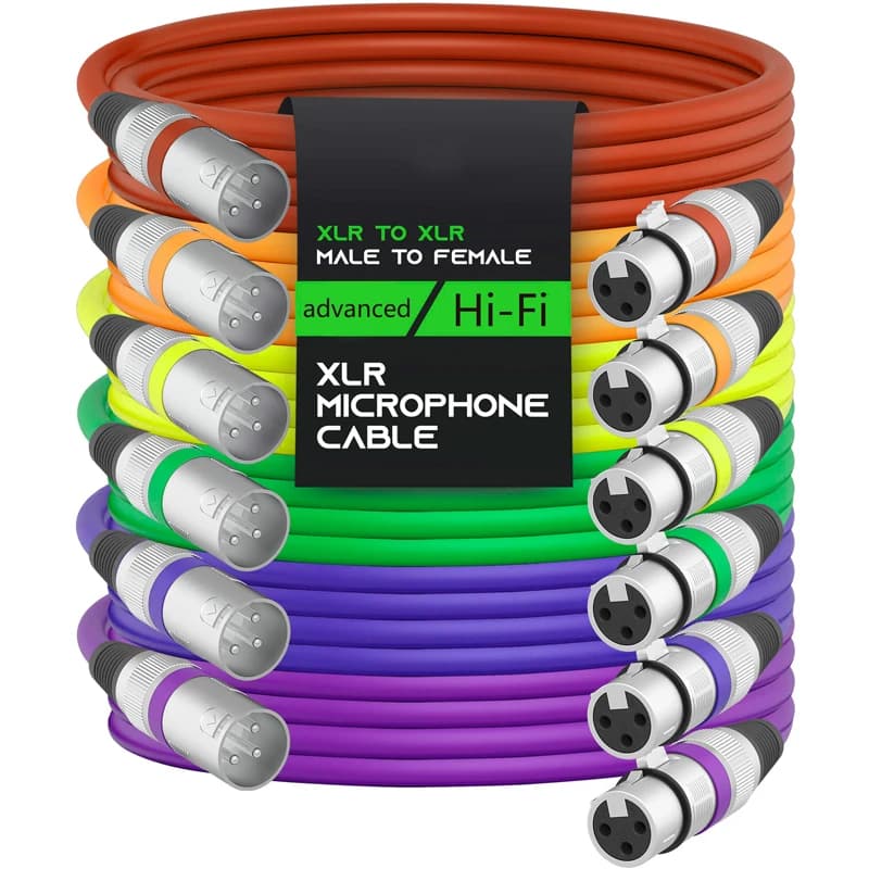 Cabos XLR macho para fêmea multicoloridos para microfone profissional