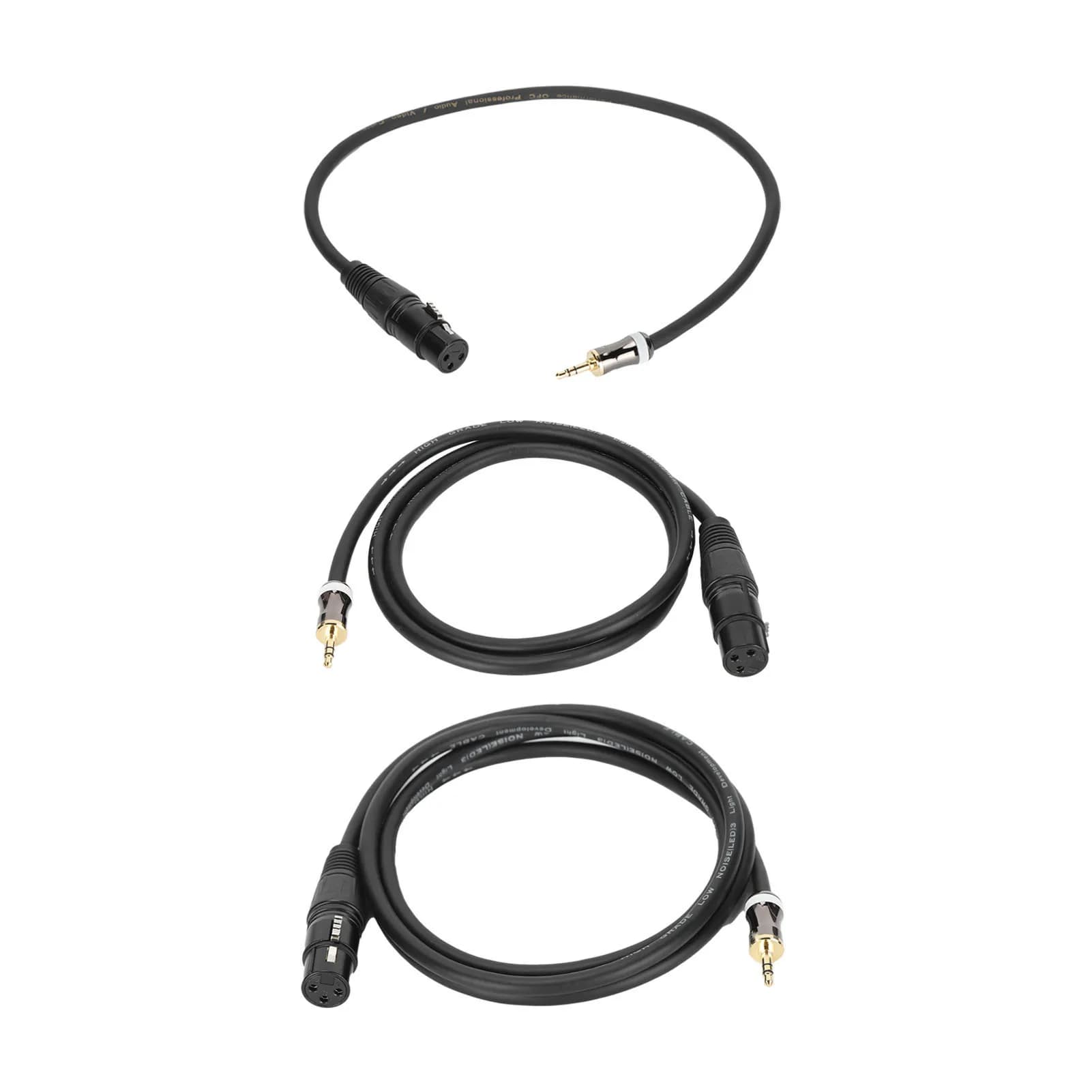 Cabo de sinal balanceado XLR fêmea para 3.5mm macho preto