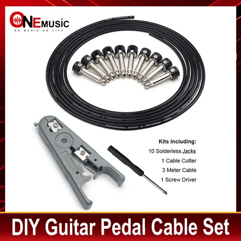 Kit de Cabos de Conexão para Pedais de Guitarra DIY com Conectores de Áudio Retos de 6,35 mm