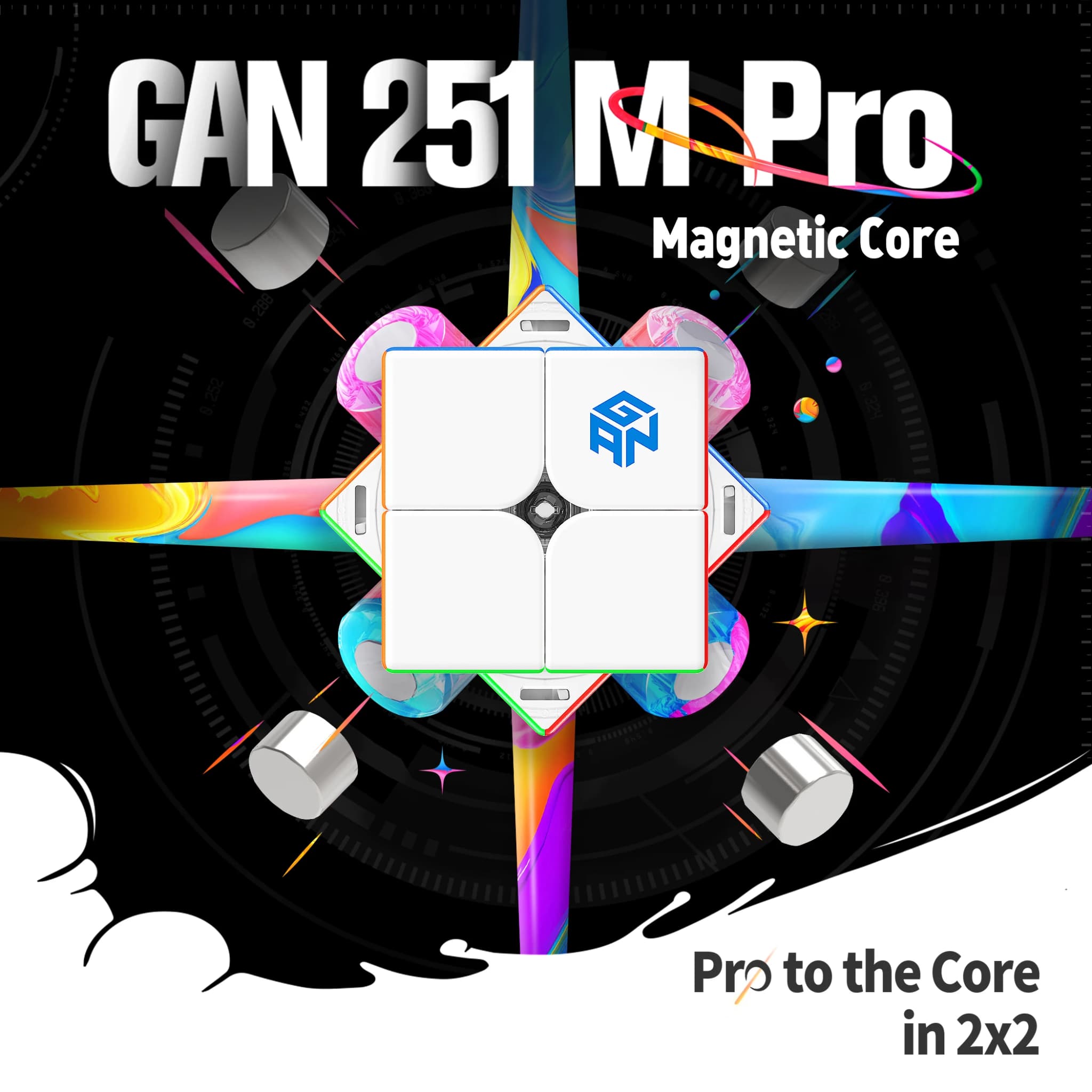 [Picube] Gan251 M Pro Air Leap 2x2 Cubo de velocidade magnética Profissional GANCUBE 251M 2x2x2 Mangetic Cubo Puzzles GAN251 Cubo mágico