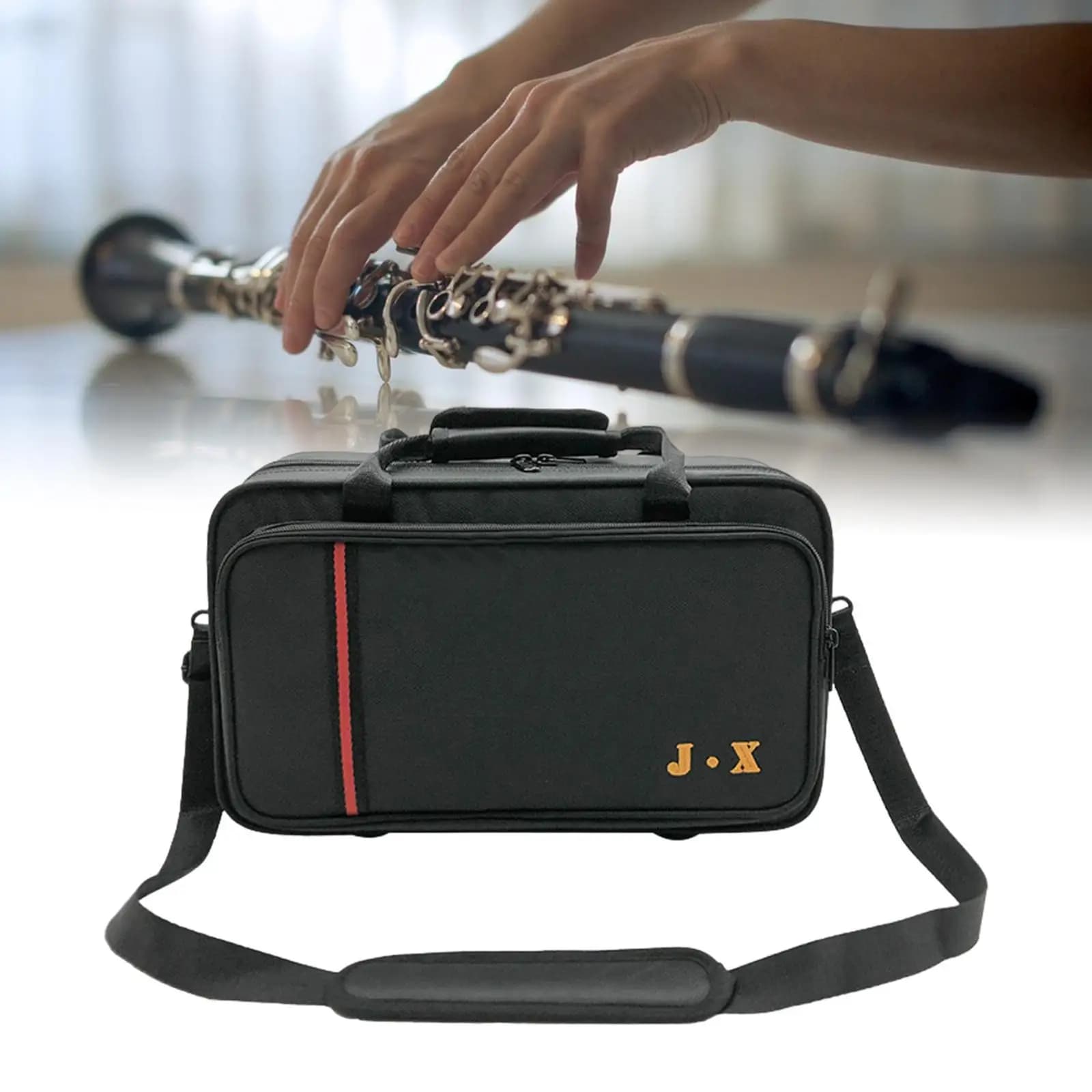 Estojo de transporte para clarinete BB alça acolchoada com instrumento musical de bolso externo