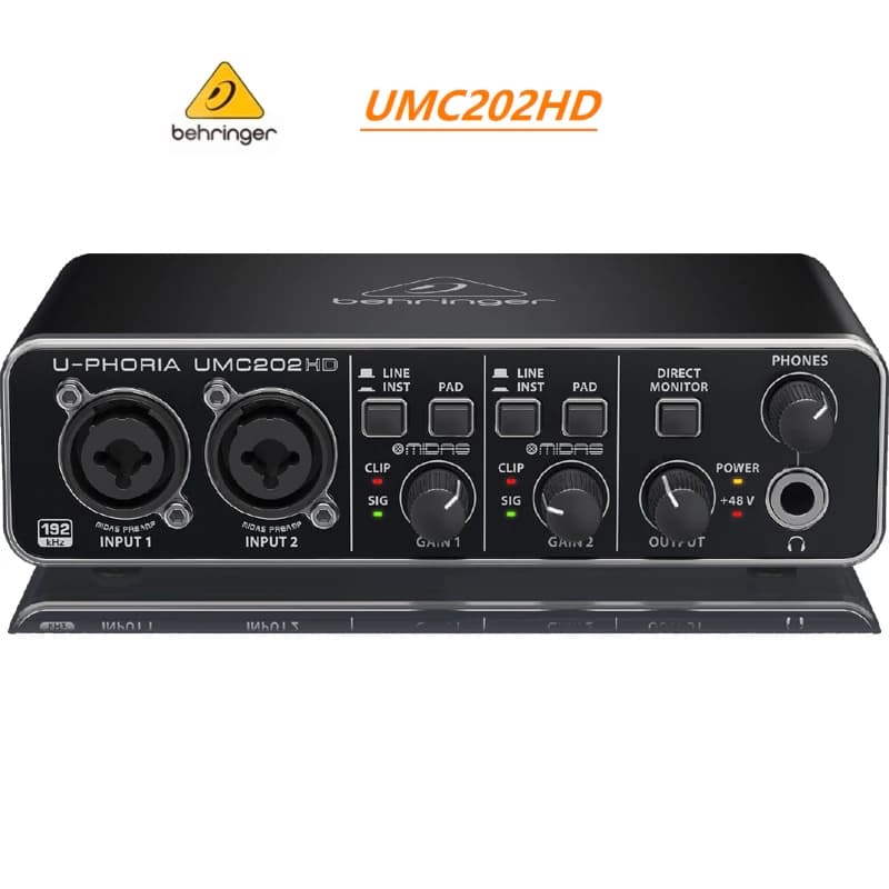 Behringer umc22/um2/umc202hd microfone amplificador de gravação ao vivo placa de som externo interface de áudio usb