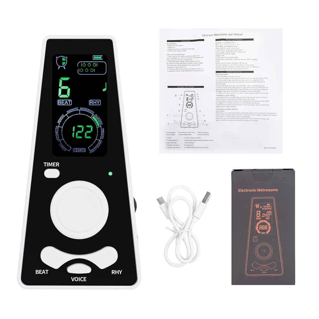 Metrônomo digital para músicos, piano, violino, instrumento de guitarra, volume, batimento, velocidade, tipo torre, metrônomo de guitarra, ritmo, sino, anel