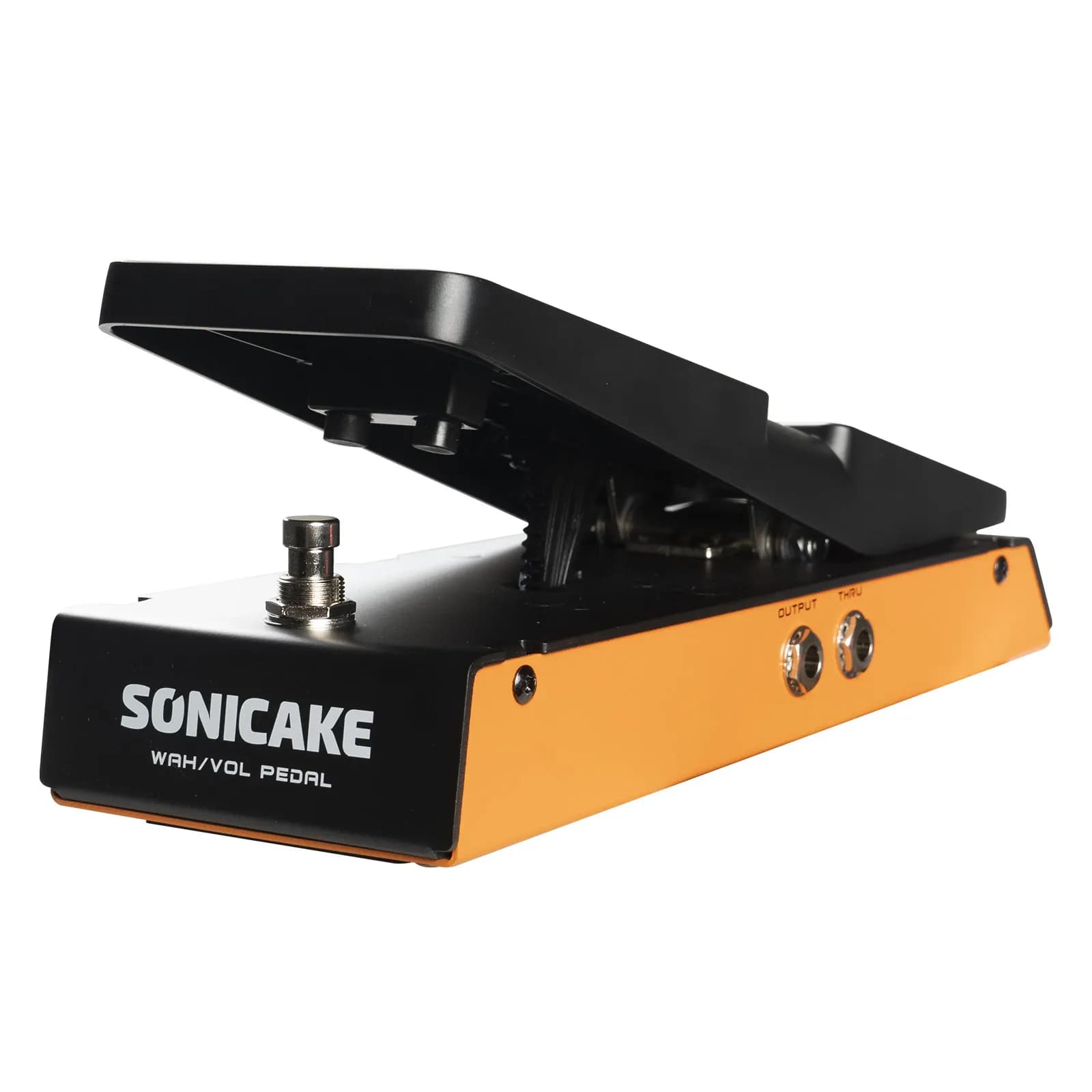 Pedal de efeito SONICAKE FlipWah, preto e laranja, com controle de volume e wah-wah