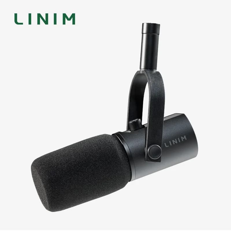 Microfone dinâmico Linim PD11 preto para gravação e streaming