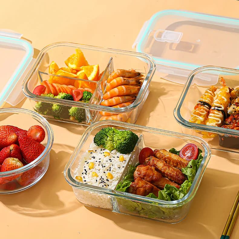 Caixa de Vidro para Conservação de Alimentos, em Borossilicato de Alta Resistência ao Calor, para Micro-ondas, Bento, Geladeira, Tigela Selada Especial para Armazenamento de Alimentos.