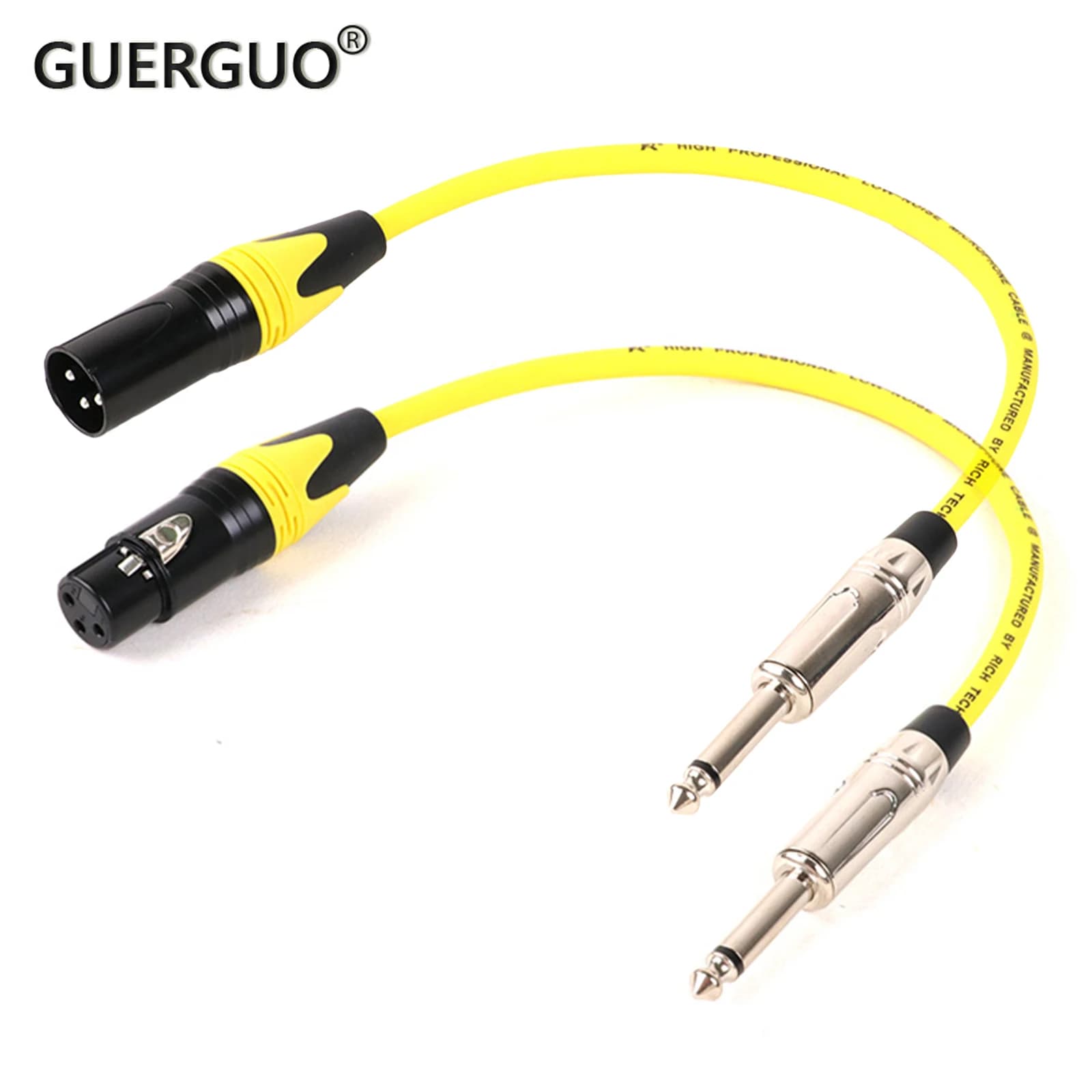 Cabo de áudio de microfone desequilibrado 1/4 polegada TS jack para XLR fêmea/macho