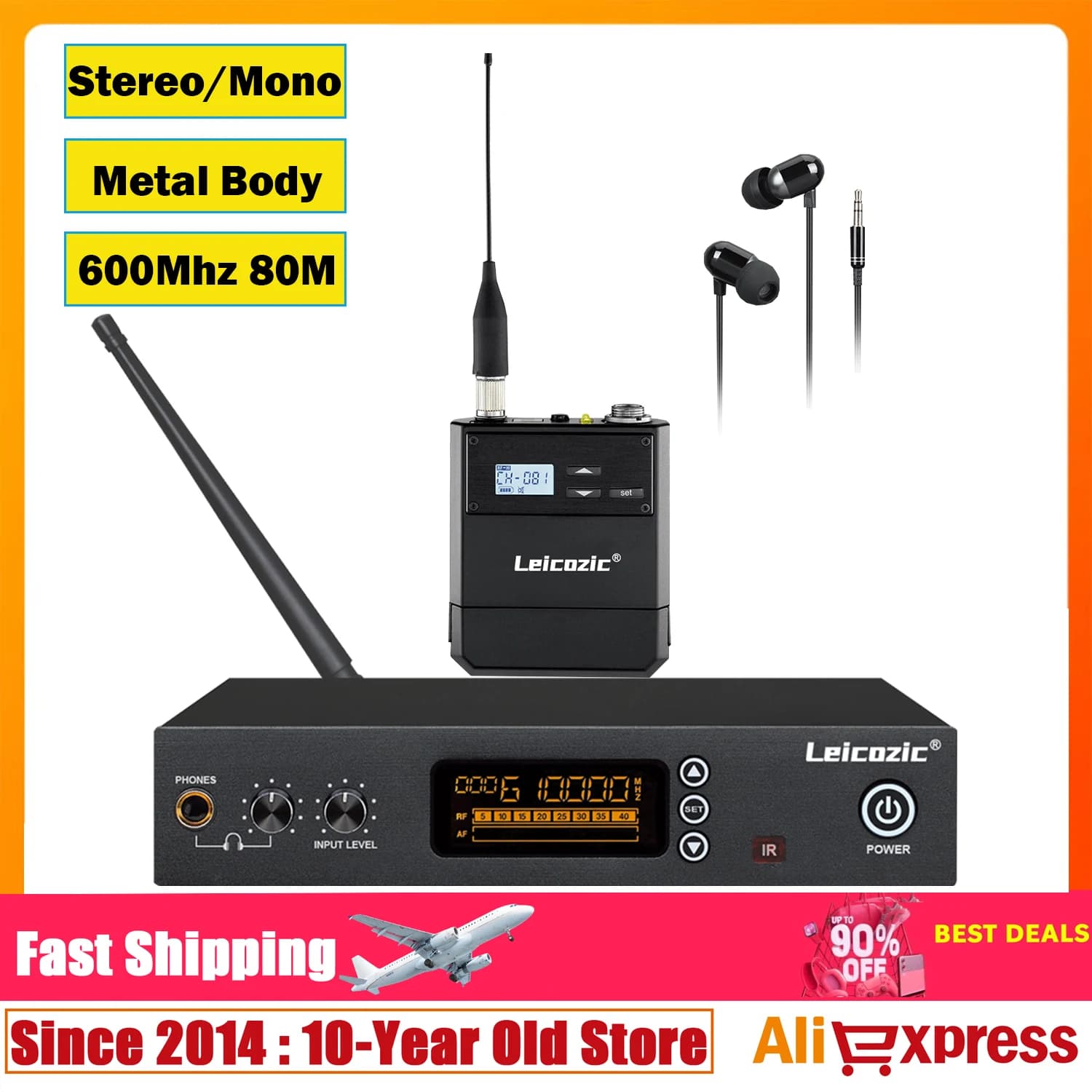 Leicozic sr2080 sistema de monitor intra-auricular estéreo equipamento de som de palco ao vivo áudio monitoramento pessoal fones de ouvido estúdio mesa de som