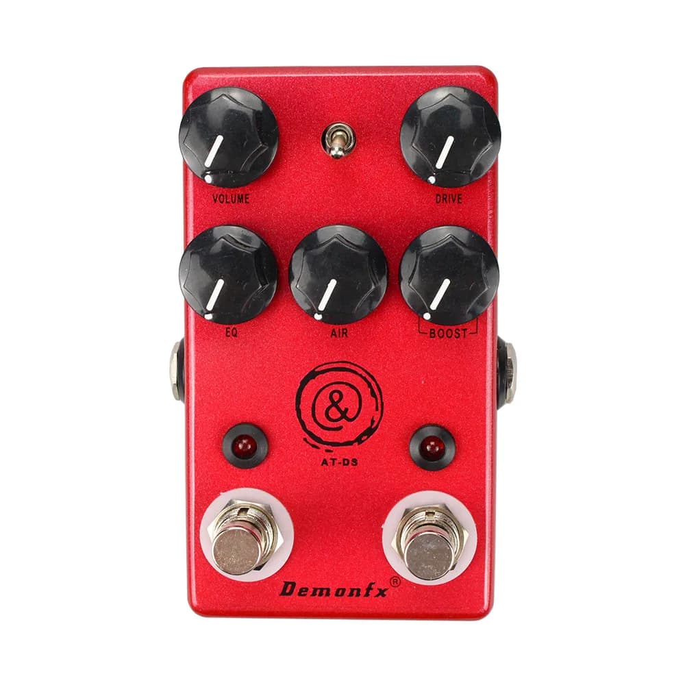 Pedal de efeito de guitarra Demonfx AT-DS vermelho com botões pretos