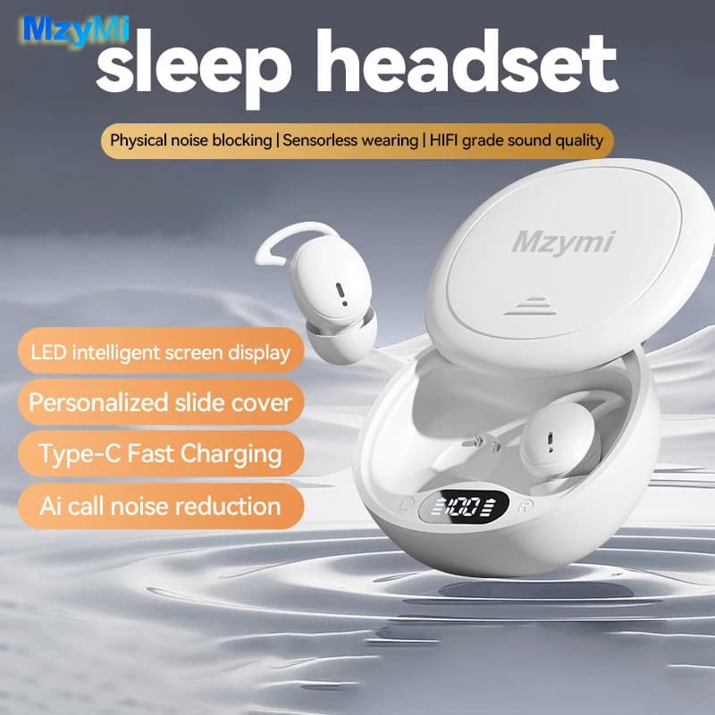Mzymi m73 tws sono fones de ouvido sem fio bluetooth5.4 estéreo escondido com cancelamento de ruído com microfone