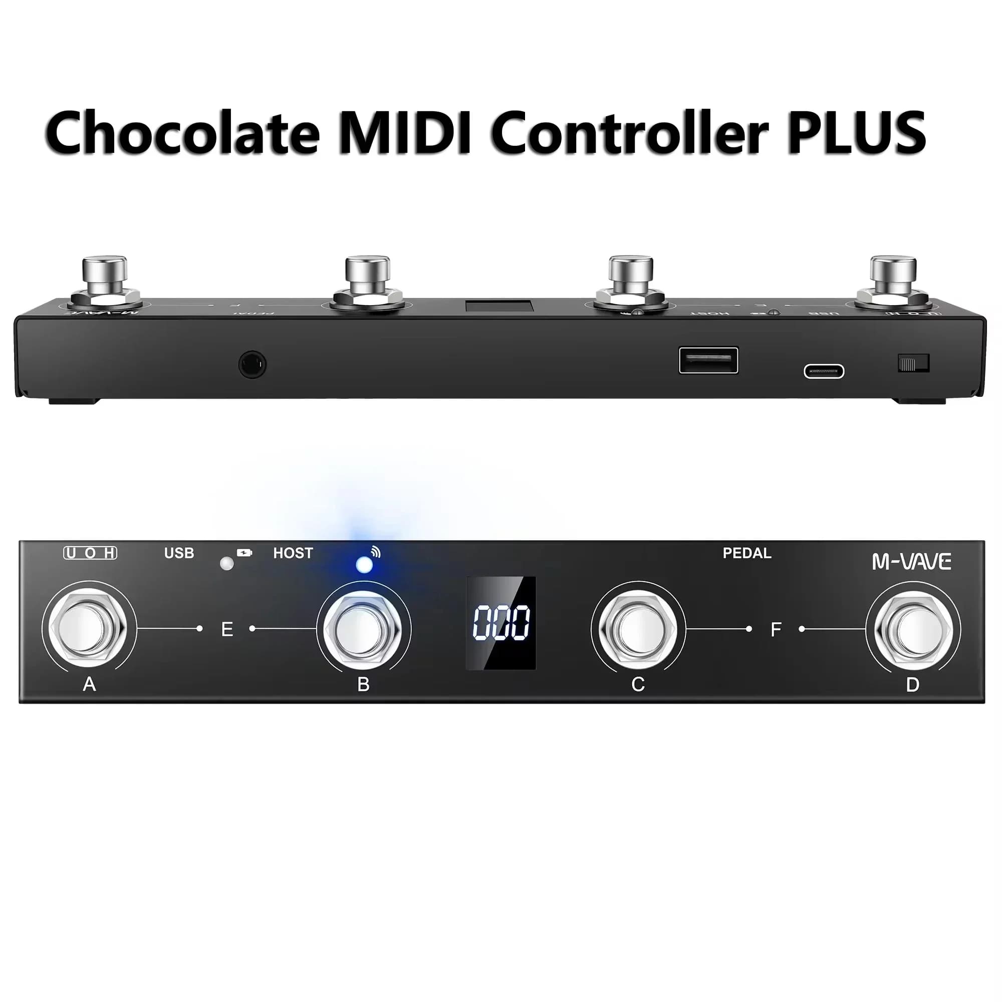 Controlador MIDI Programável M-vave Chocolate Plus com 4 Botões e Pedal, Suporta Virada de Página, Controle USB MIDI 2 em 1, Novo Pedal