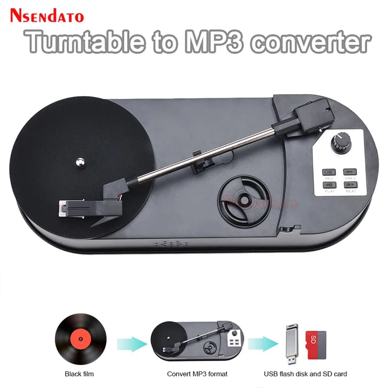 Conversor de Toca-Discos EZCAP613p 33/45RPM para Gravador de Música em Vinil, Agulha de Toca-Discos para Cartão TF/USB, Toca-Discos para MP3