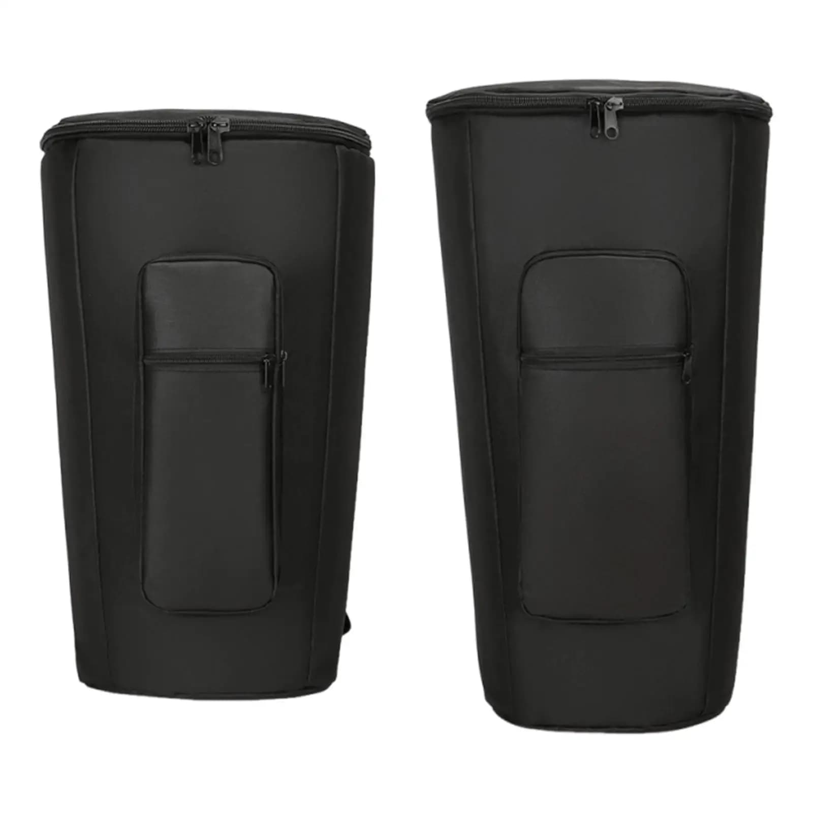 Bolsa preta para tambor djembe com acolchoamento e compartimentos laterais com zíper