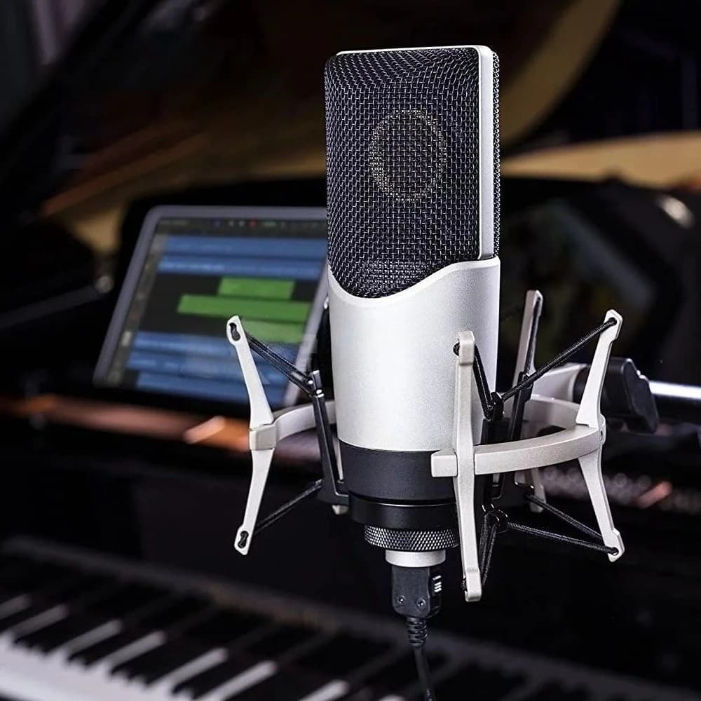 Microfone condensador com suporte à prova de choque, microfone xlr para transmissão ao vivo, gravação, computador, karaokê