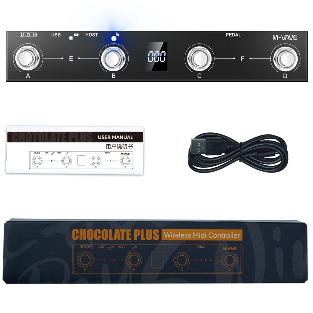M-VAVE chocolate plus teclado controlador midi sem fio 4 botões interruptor de pé suporta função de controle de interface host midi