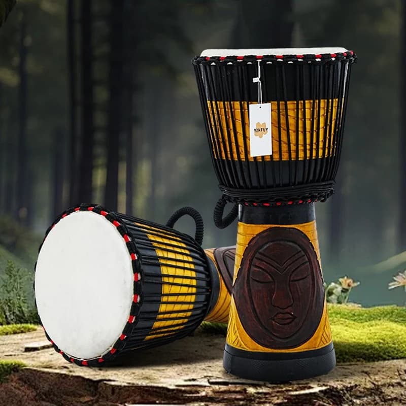 Tambor africano grande de madeira sólida com pele de carneiro, djembe, adulto, iniciante, música tradicional, tambor de percussão profissional para crianças