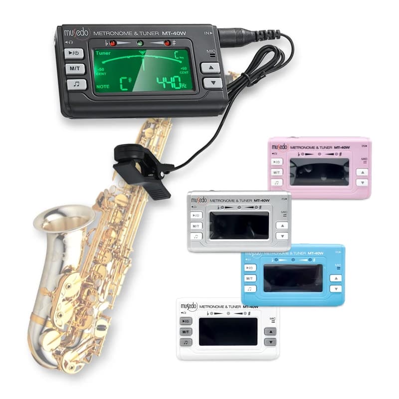 Afinador e Metrônomo MT-40W para Instrumentos de Sopro com Clip de Microfone