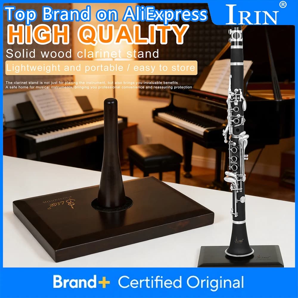 Suporte para Oboé SLADE Preto em Madeira Sólida Premium - Base Antiderrapante com Almofada Larga e Reforçada para Instrumentos de Oboé ﻿