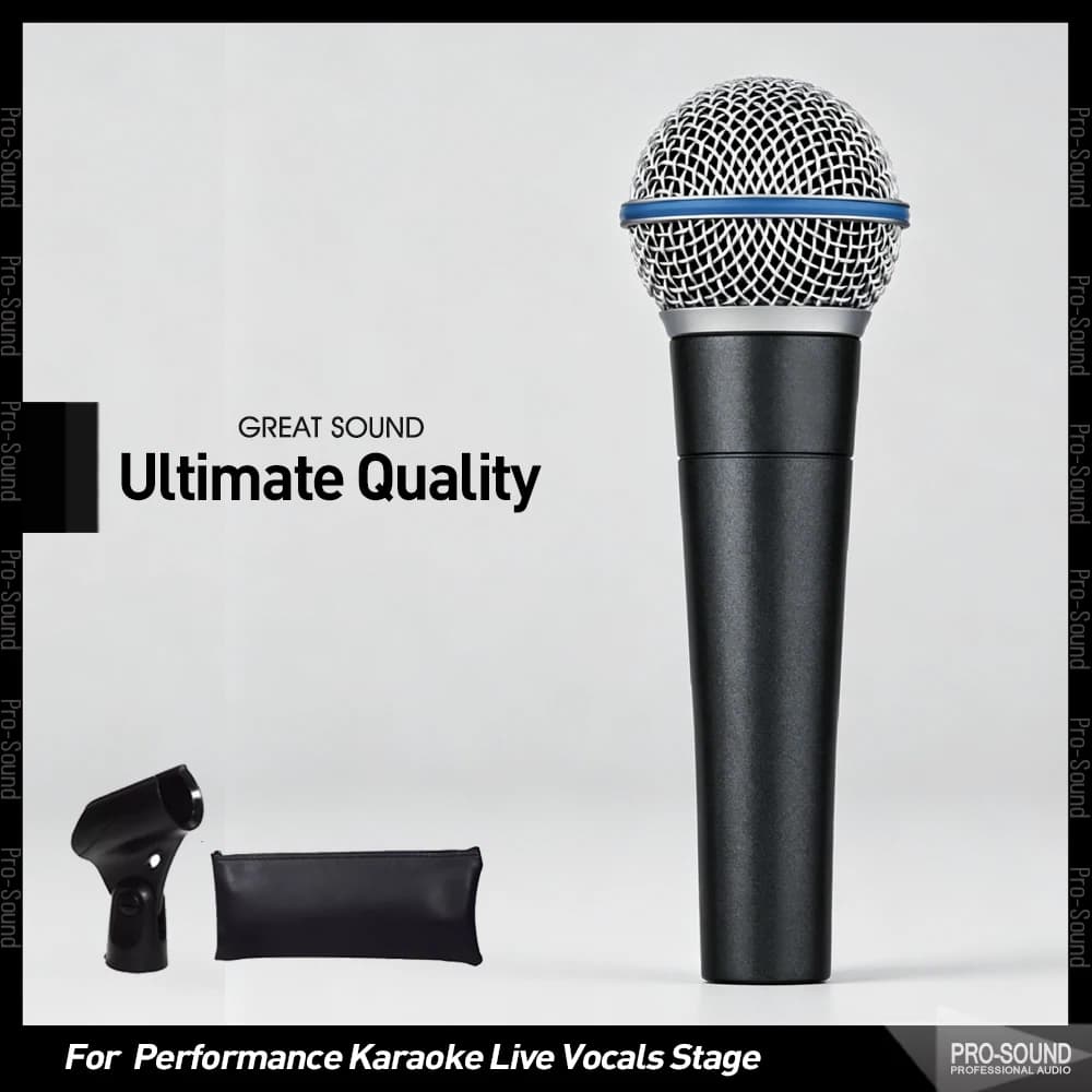 Microfone vocal dinâmico profissional BETA58U preto cinza para palco e karaokê