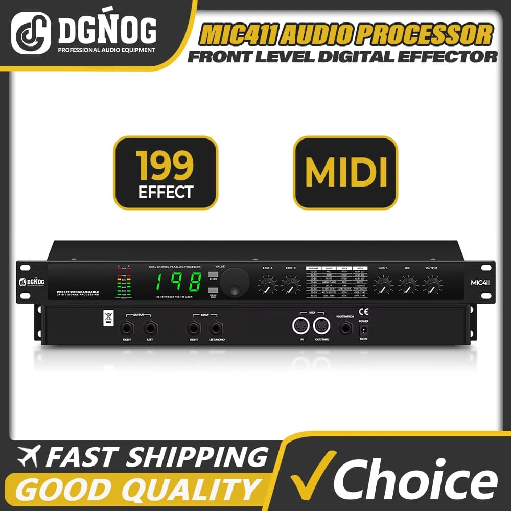 Processador de Áudio Digital Híbrido MIC411 Echo com 199 Efeitos Sonoros Predefinidos - DGNOG