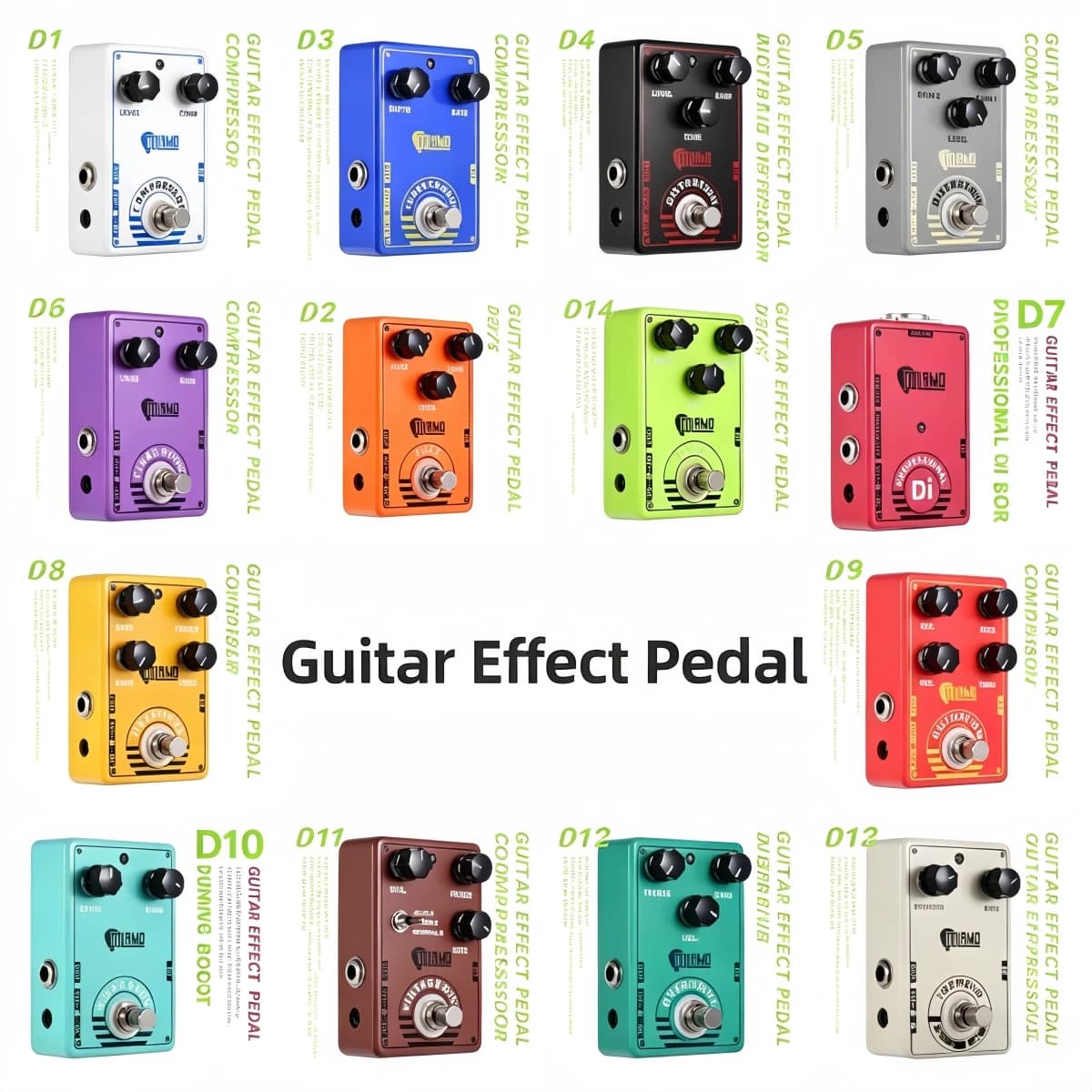 Pedal de Efeito para Guitarra Elétrica Dolamo Chubby Comp Delay, Compressor, Fuzz, Distorção, Overdrive, Delay Série D1-14 para Palco
