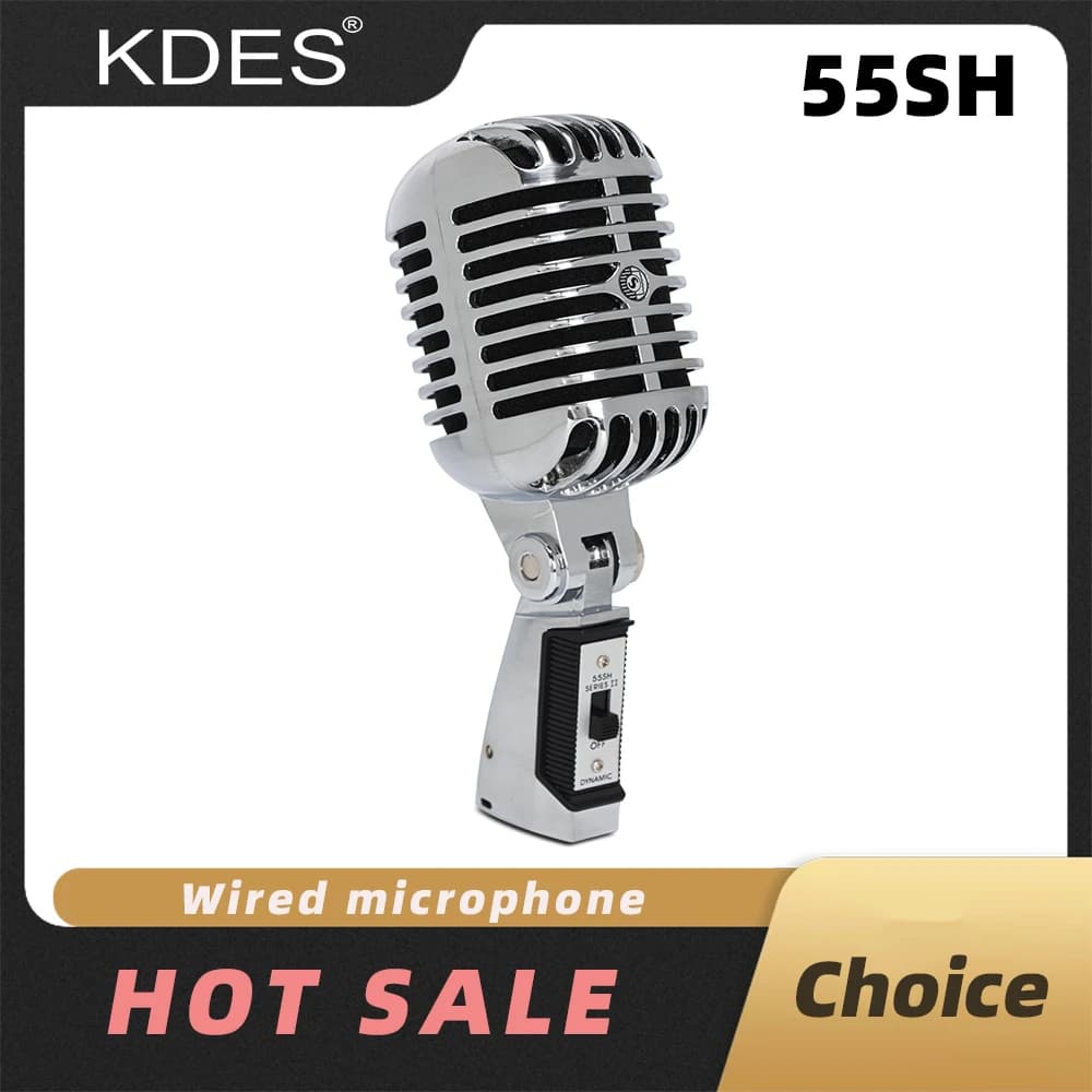 Microfone vocal dinâmico KDES 55SH série II profissional com fio vintage para karaokê e desempenho ao vivo