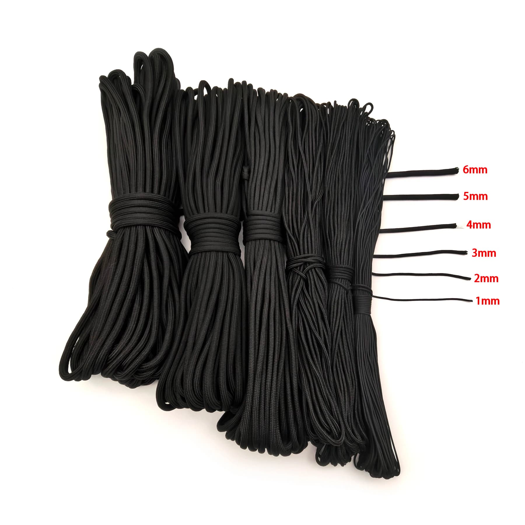 Corda Paracord de 1/2/3/4/5/6mm de Diâmetro, Corda de Paraquedas para Equipamentos de Escalada, Camping, Caminhada, DIY, Fabricação de Pulseiras e Cordões