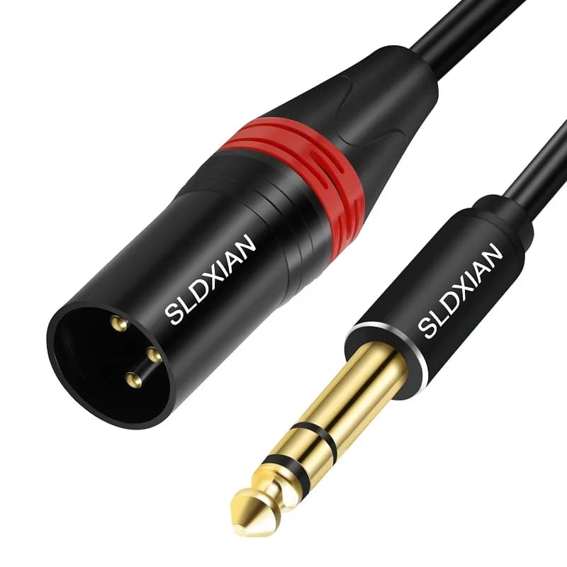 Cabo microfone TRS balanceado 6,35mm para XLR macho 3 pinos SLDXIAAN