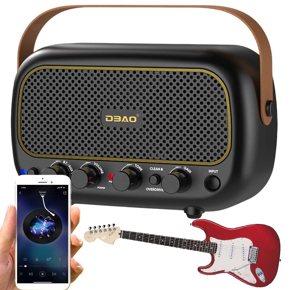 Mini amplificador de guitarra alto-falante sem fio bluetooth-compatível com canal limpo e overdrive acessórios de guitarra elétrica