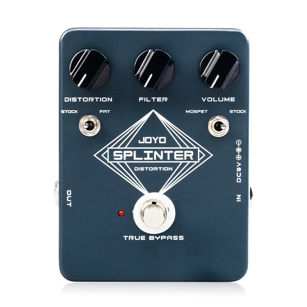 Pedal de guitarra JOYO JF-21 Splinter com botões de Distortion, Filter e Volume, azul escuro