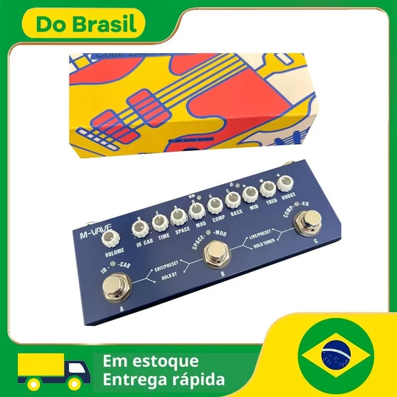 Pedal multiefeitos recarregável M-vave Cube BABY para baixo elétrico com função de interface de áudio para gravação Pedal Cuvave