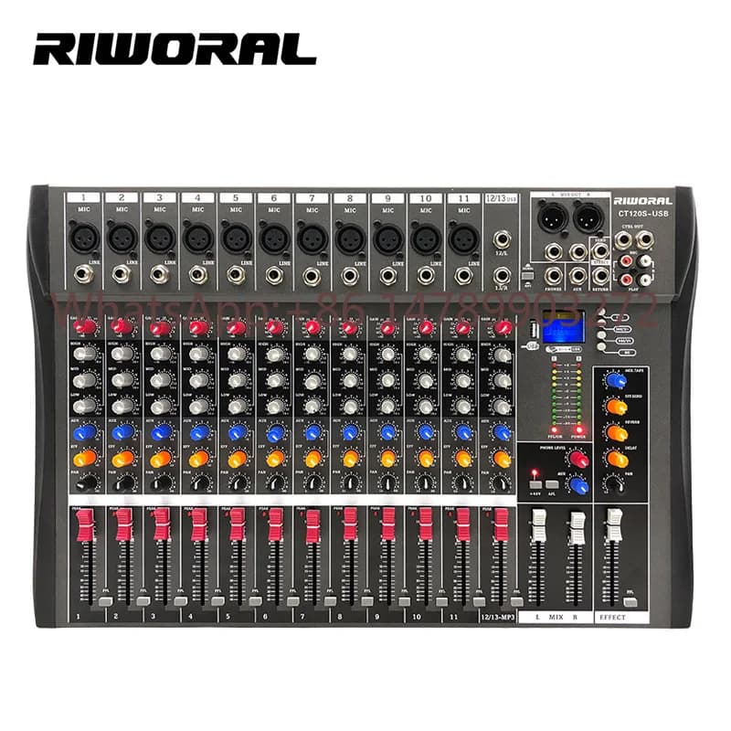 Mesa de Som Digital Profissional CT120S com 12 Canais, Mixer de Áudio, Efeitos DSP e Controlador de Palco para DJ