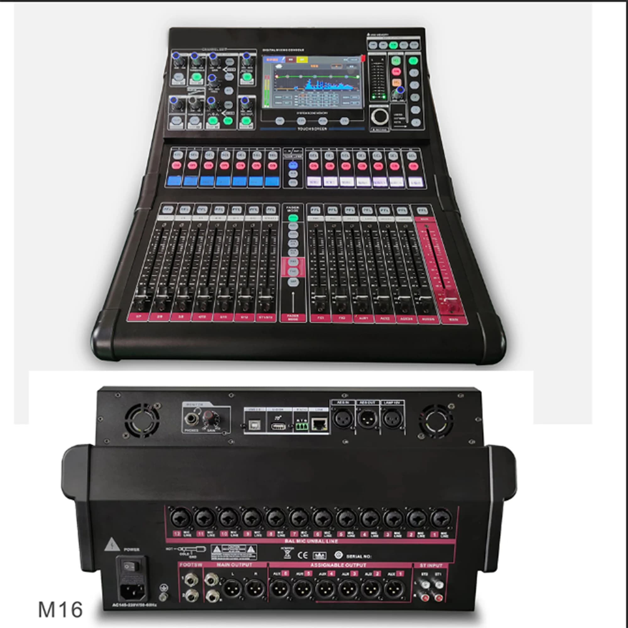 Paulkitson m16 mixer digital profissional, console de 18 canais, mixagem digital, performance de palco, dj, sistema de som de áudio, mesa de som