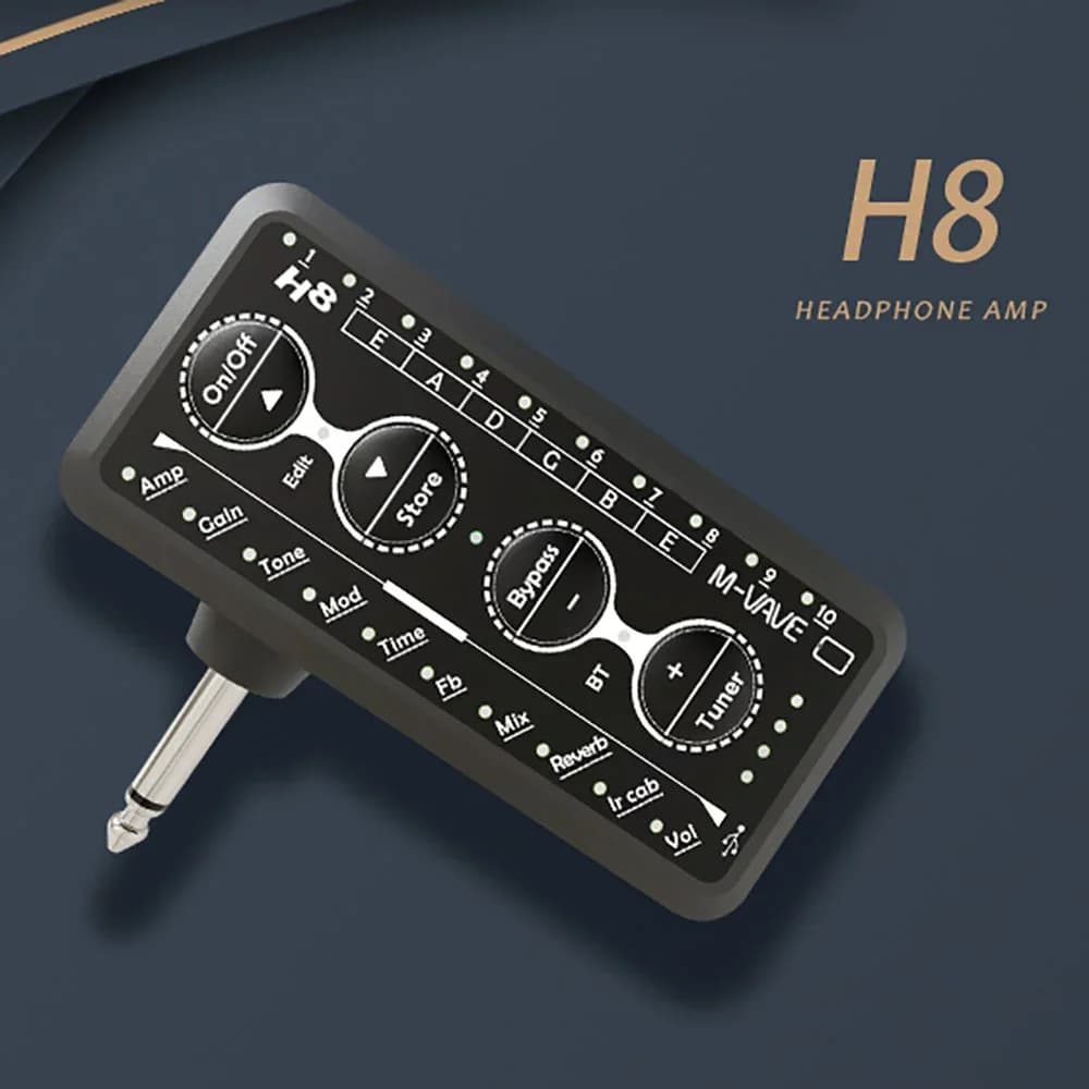 M-VAVE h8 amp guitarra plug efeito fone de ouvido mini amplificador alto-falantes combo amplificador guitarra elétrica som pedal placa atraso